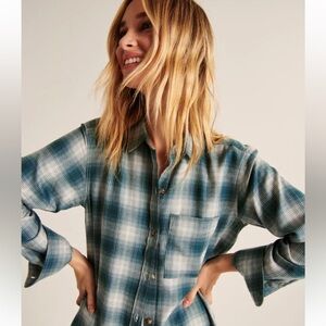 ABERCROMBIE Soft AF Boyfriend Flannal Plaid Shirt NWT